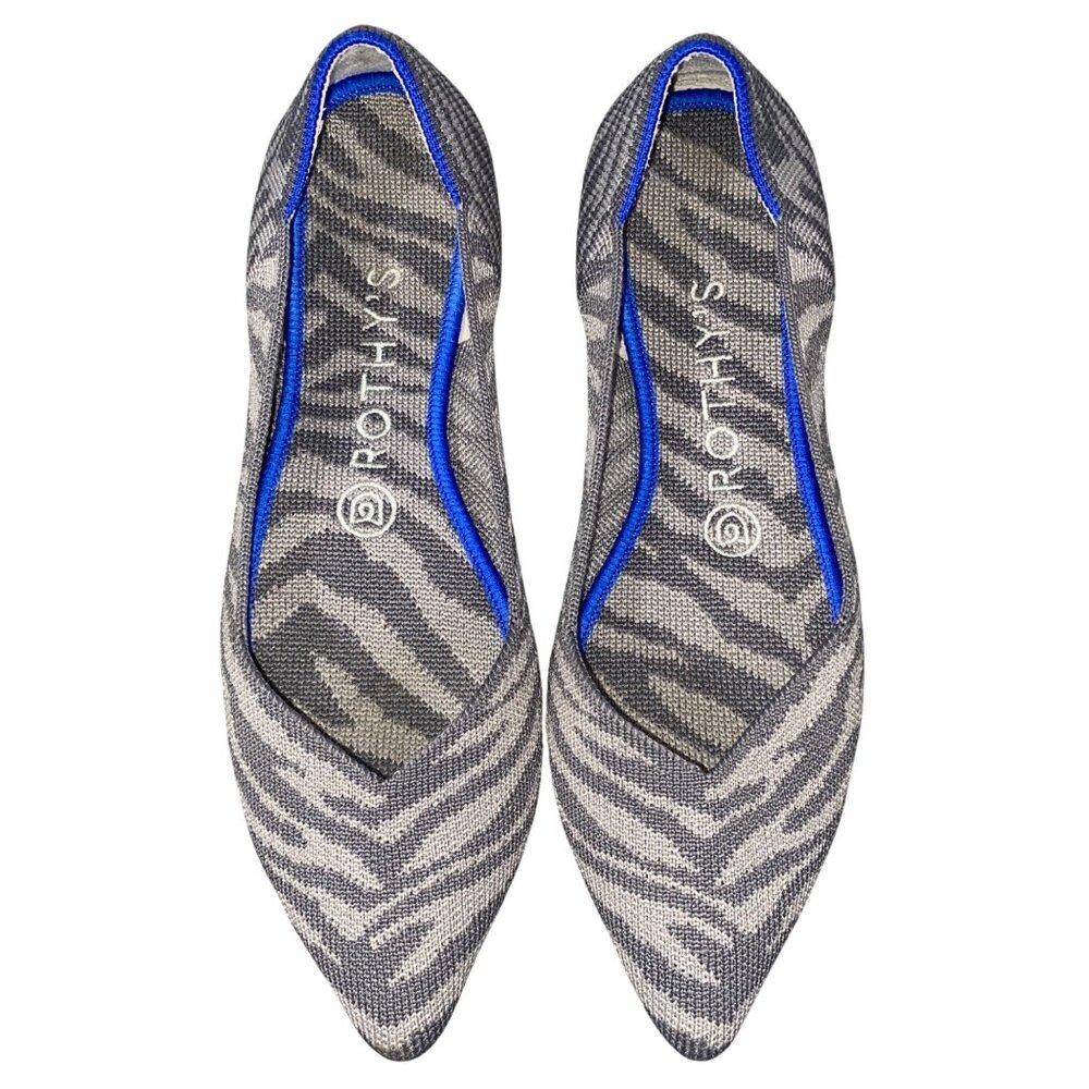 Rothys Womens Pointed Toe Flats Size 7.5  Tiger Print business casual knit flat